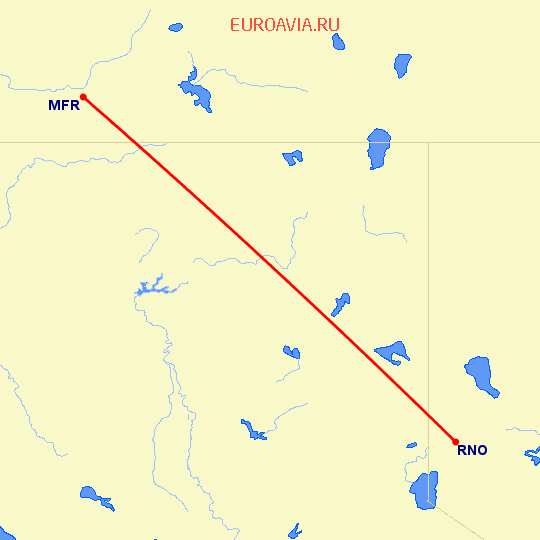 перелет Рино — Медфорд на карте