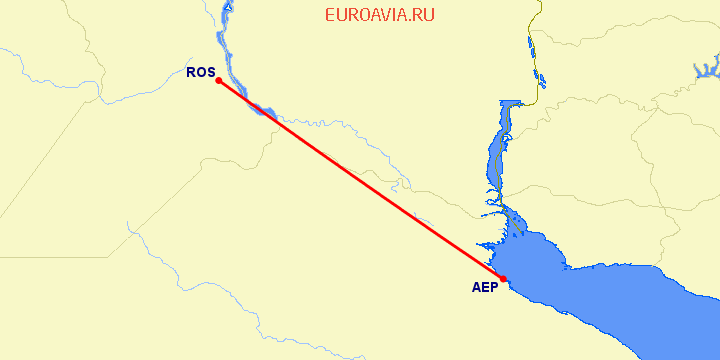 перелет Росарио — Буэнос Айрес на карте