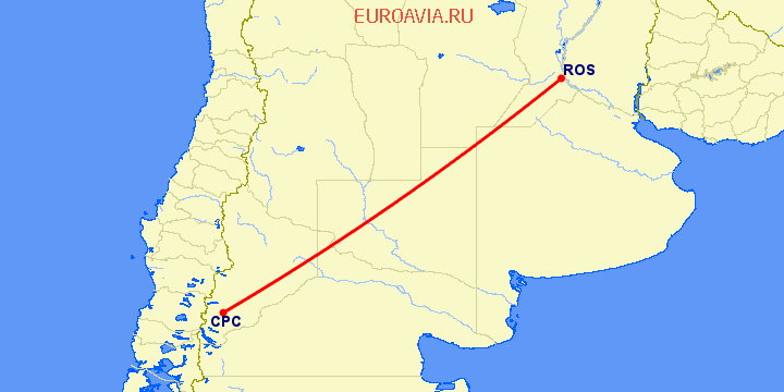 перелет Росарио — Сан Мартин де лос Андес на карте