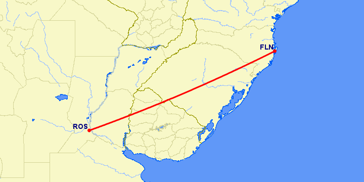 перелет Росарио — Флорианополис на карте
