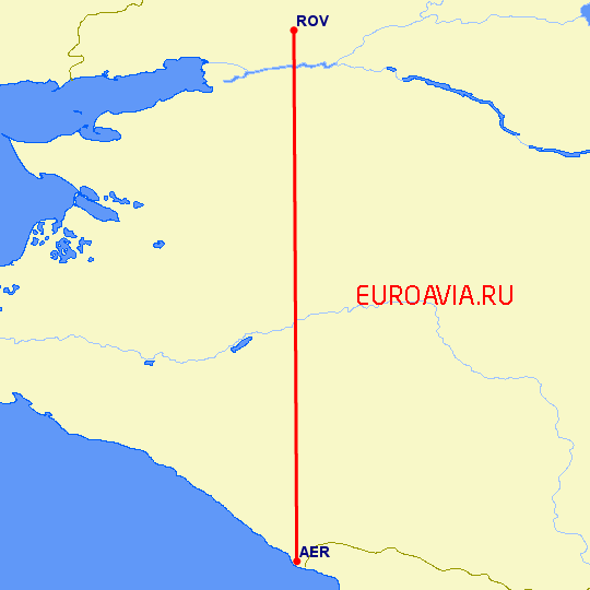 перелет Ростов — Сочи на карте