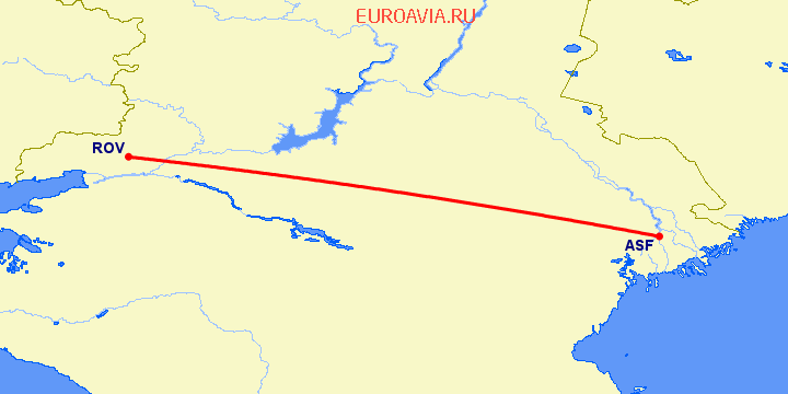 перелет Ростов — Астрахань на карте