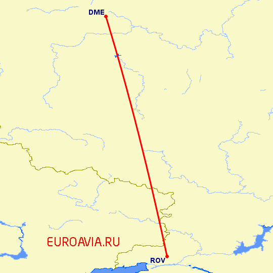 перелет Ростов — Москва на карте