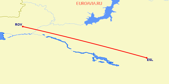 перелет Ростов — Элиста на карте
