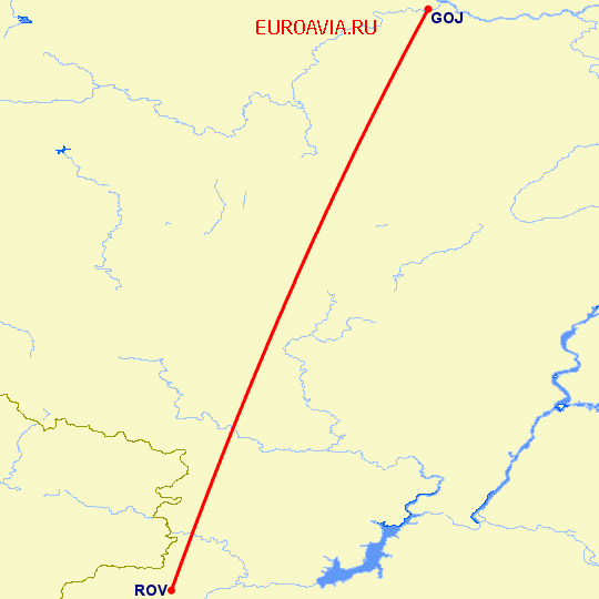 перелет Ростов — Нижний Новгород на карте