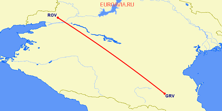 перелет Ростов — Грозный на карте