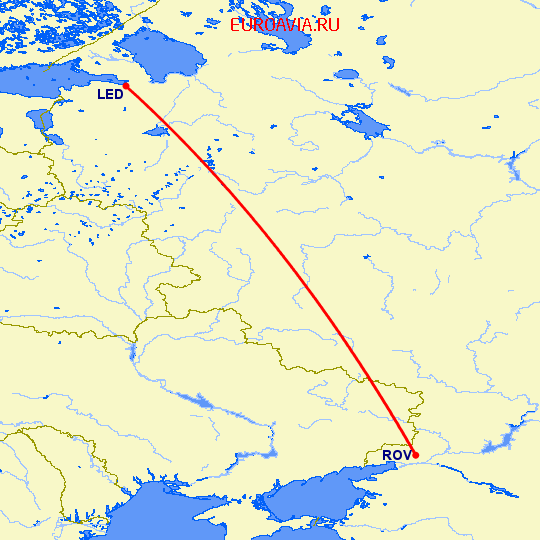 перелет Ростов — Санкт Петербург на карте