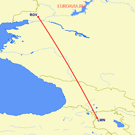 перелет Ростов — Гюмри на карте
