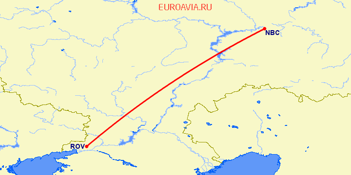перелет Ростов — Набережные Челны на карте