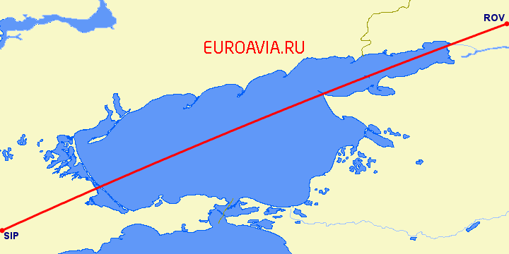 перелет Ростов — Симферополь на карте
