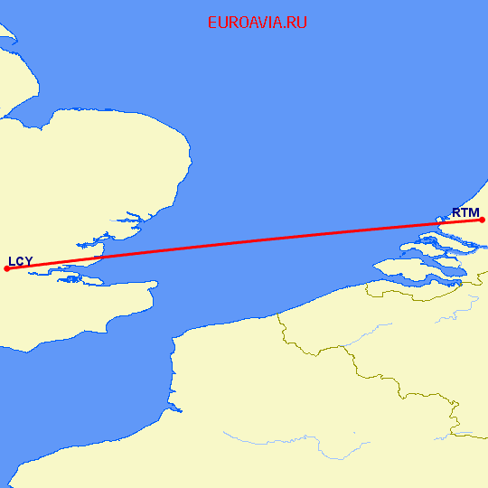 перелет Роттердам — Лондон на карте