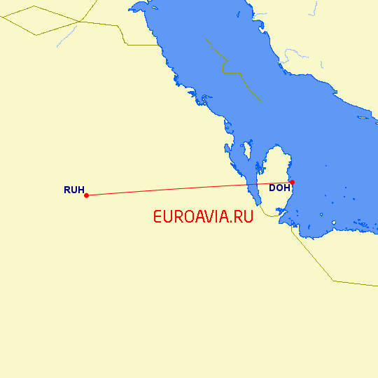 перелет Эр Рияд — Доха на карте