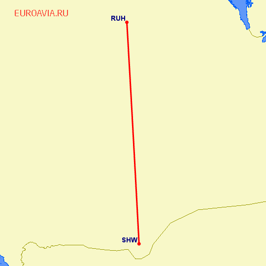 перелет Эр Рияд — Шарура на карте