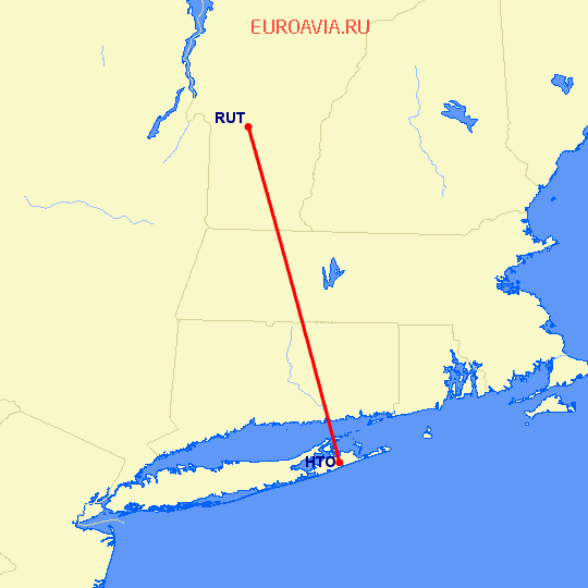 перелет Рутленд — East Hampton на карте
