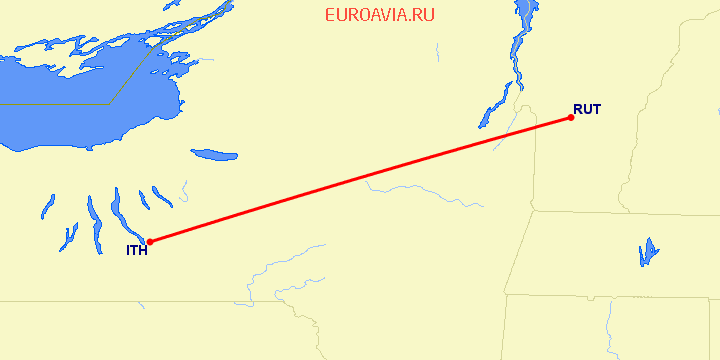 перелет Рутленд — Ithaca на карте