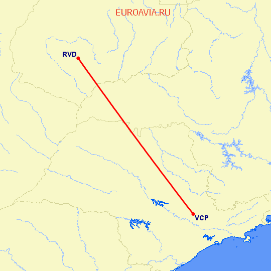 перелет Риу-Верди — Сан Паулу на карте