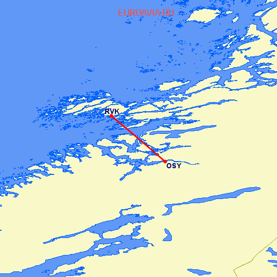 перелет Roervik — Намсус на карте