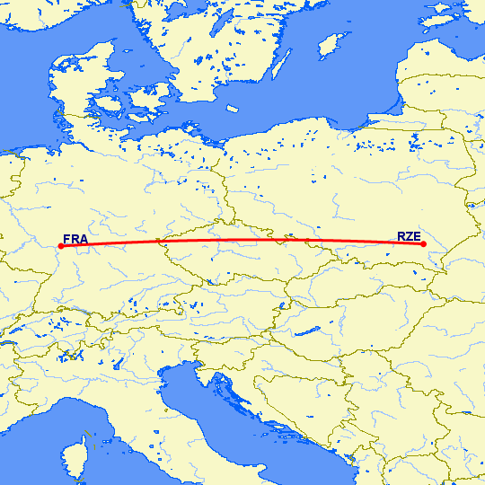 перелет Жешув — Франкфурт на Майне на карте