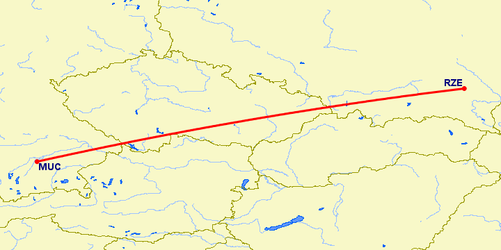 перелет Жешув — Мюнхен на карте