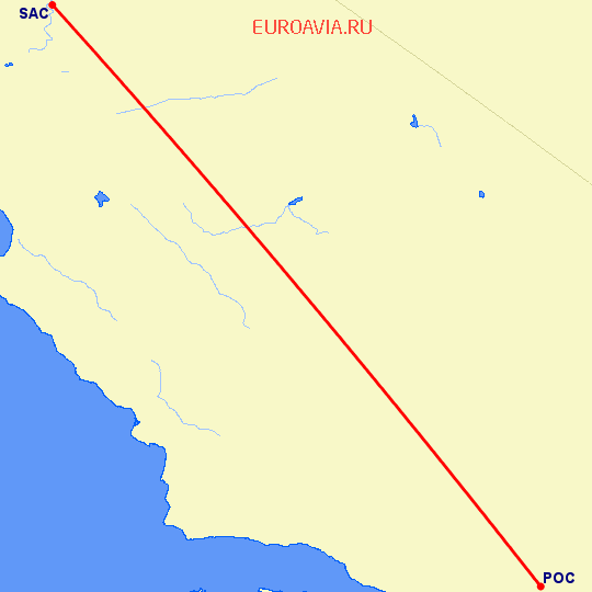 перелет Сакраменто — La Verne на карте