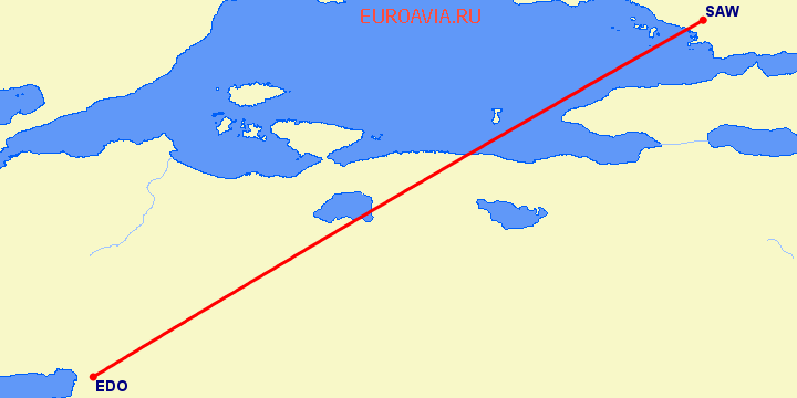 перелет Стамбул — Edremit-korfez на карте