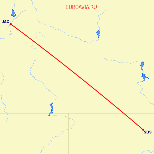 перелет Steamboat Springs — Джексон на карте