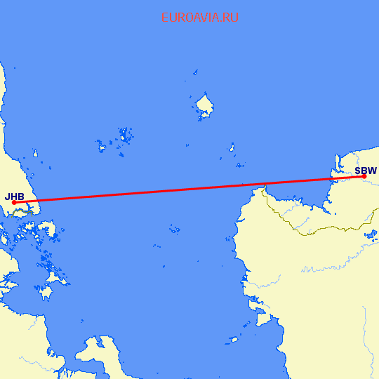 перелет Sibu — Джохор Бару на карте
