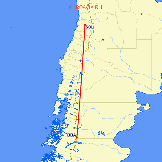 перелет Сантьяго — Балмаседа на карте