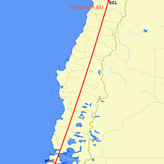 перелет Сантьяго — Macmahon Camp 4 на карте