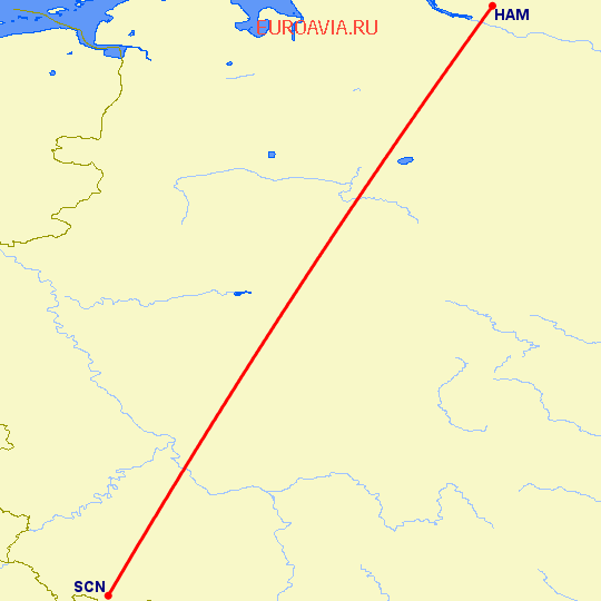 перелет Саарбрюккен — Гамбург на карте