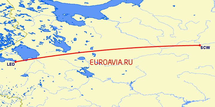 перелет Сыктывкар — Санкт Петербург на карте