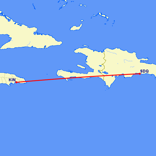 перелет Санто Доминго — Кингстоун на карте