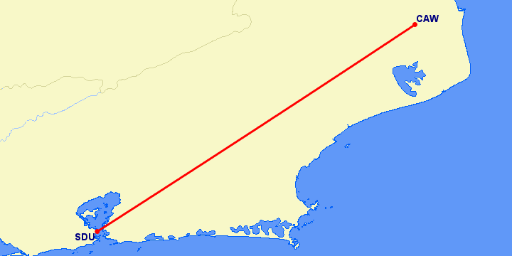 перелет Рио Де Жанейро — Campos на карте
