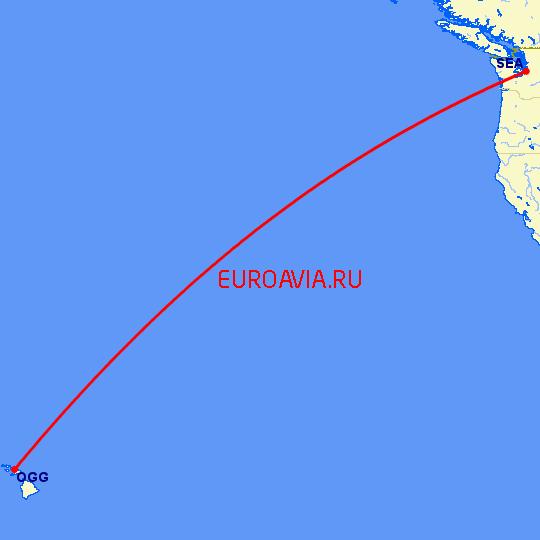 перелет Сиэтл — Мауи на карте