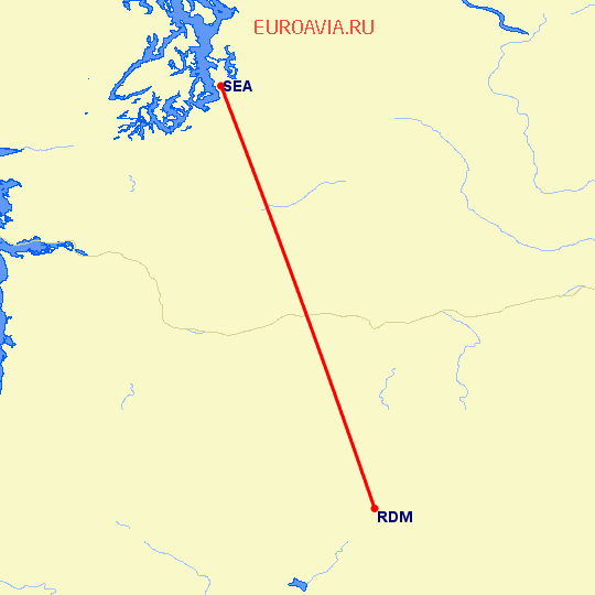 перелет Сиэтл — Редмонд на карте