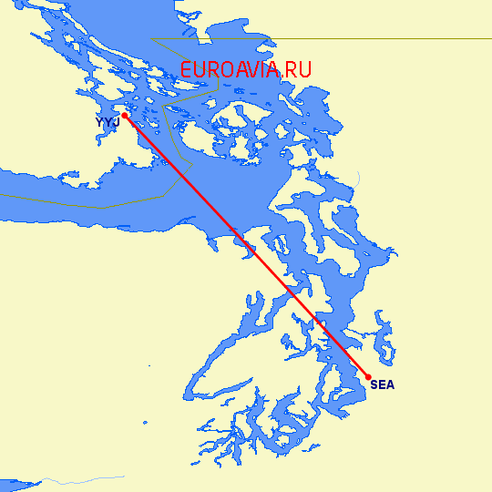 перелет Сиэтл — Виктория на карте