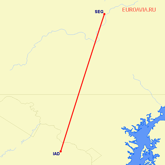 перелет Selinsgrove — Вашингтон на карте