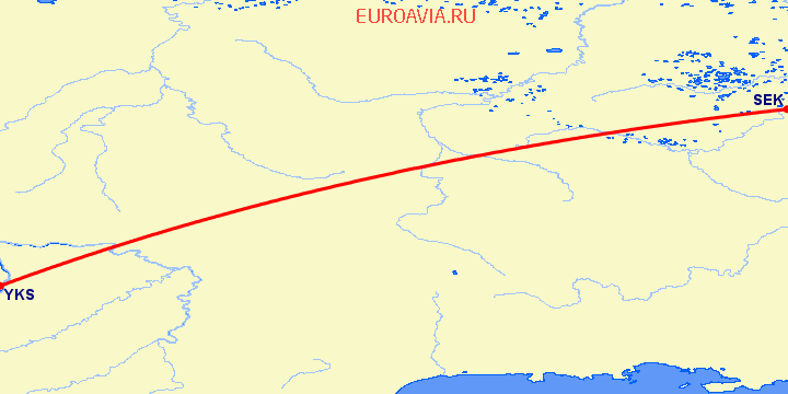 перелет Ксар-Эс-Сук — Якутск на карте