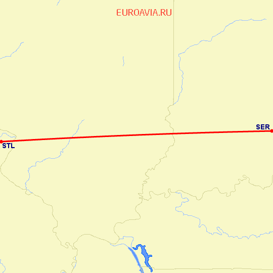 перелет Seymour — Сент Луис на карте
