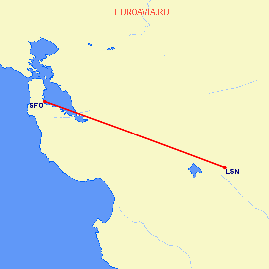 перелет Сан Франциско — Los Banos на карте