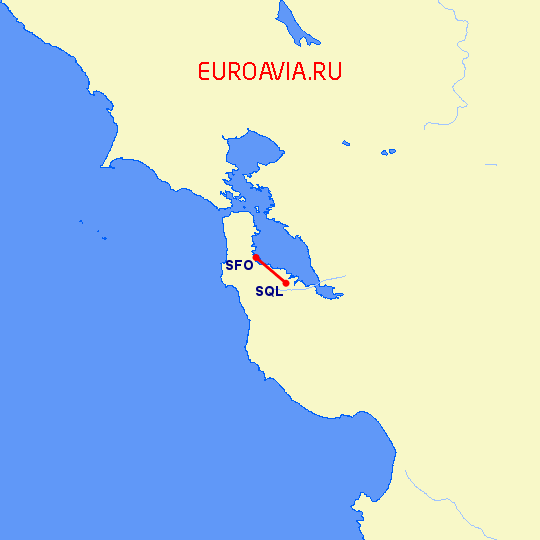 перелет Сан Франциско — Сан Карлос на карте