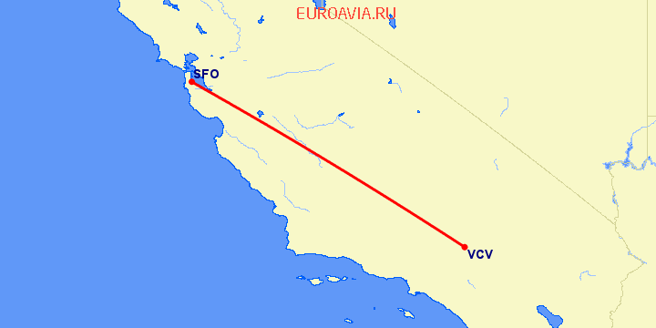 перелет Сан Франциско — Victorville, CA на карте