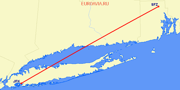 перелет Pawtucket, RI — Нью Йорк на карте