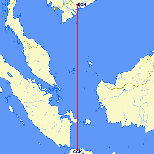 перелет Хошимин — Джакарта на карте