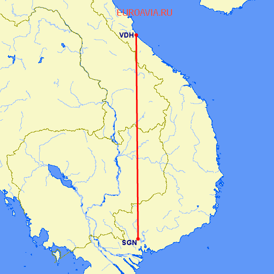 перелет Хошимин — Донгхой на карте
