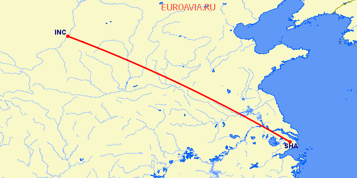 перелет Шанхай — Фучуан на карте
