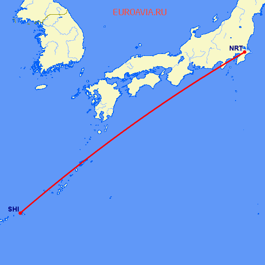 перелет Симожисима — Токио на карте