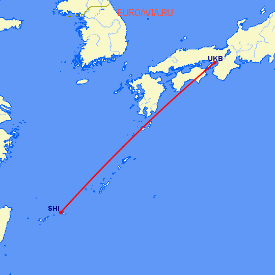 перелет Симожисима — Кобе на карте