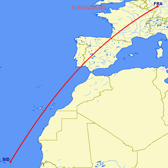 перелет Sal — Франкфурт на Майне на карте