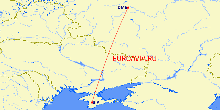 перелет Симферополь — Москва на карте